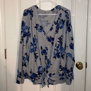 NWOT Floral Button Down Tie Shirt